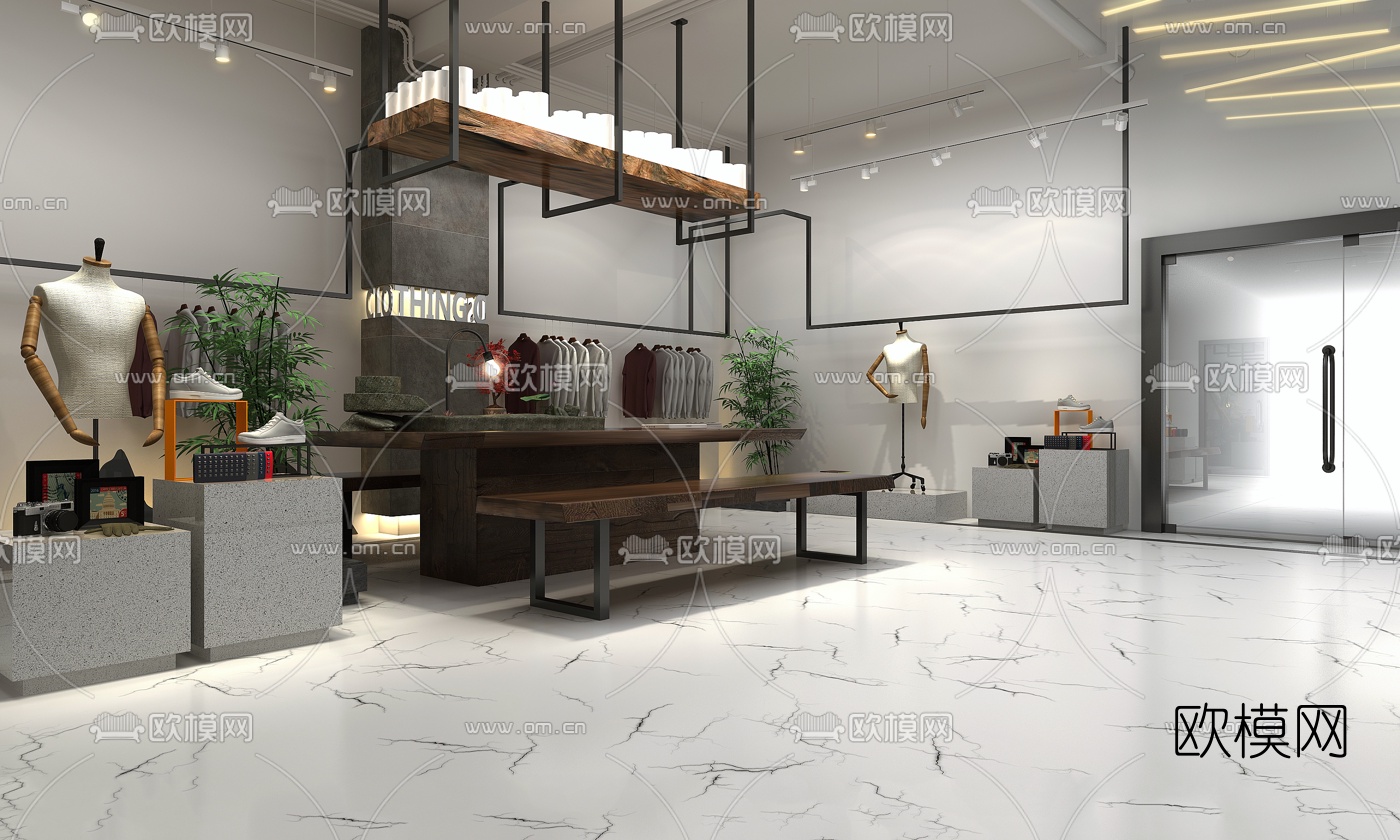 现代男装服装店3D模型下载（渲染图2）