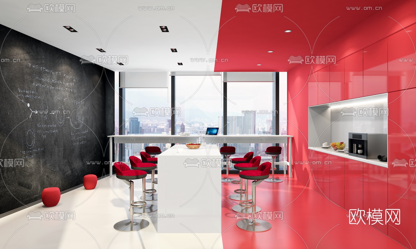 现代办公茶水间3d模型