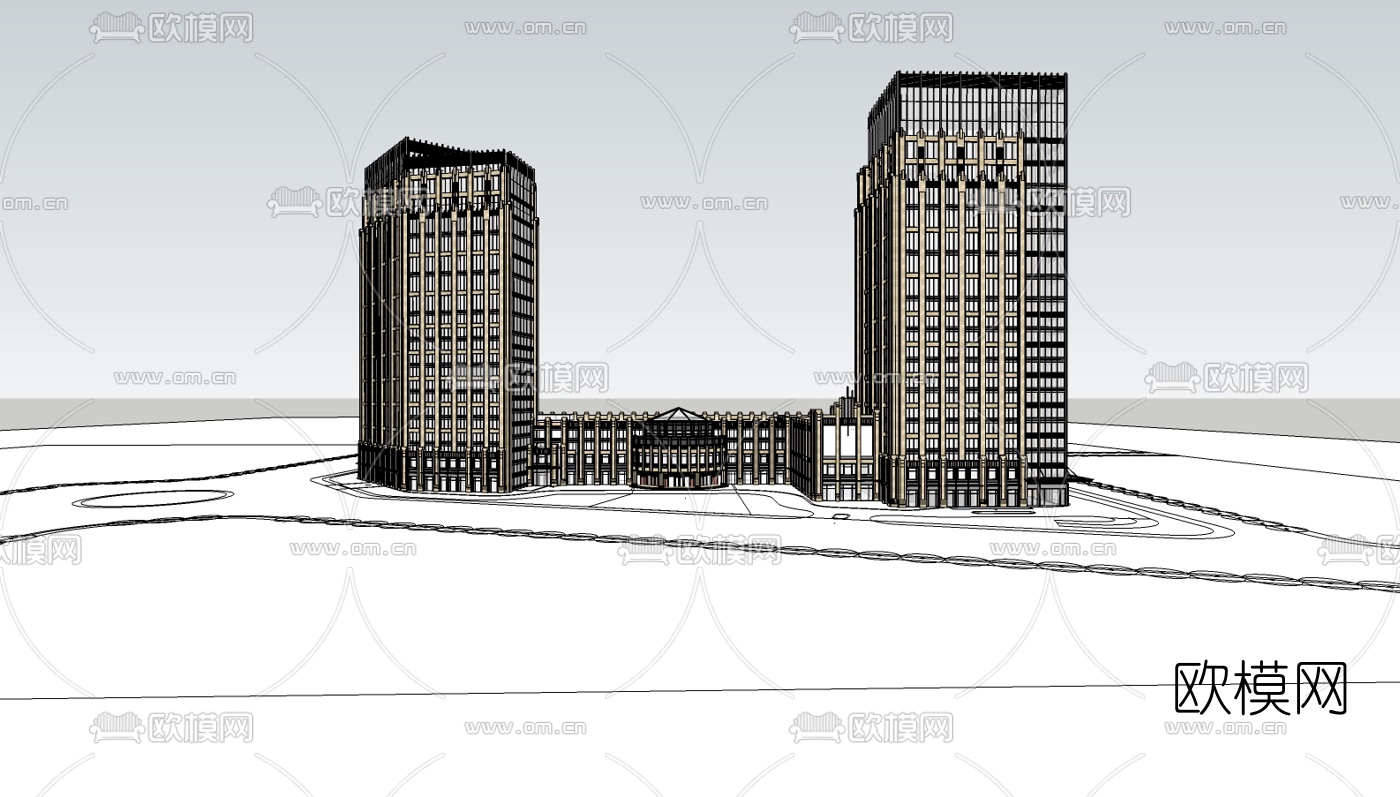 新古典酒店su模型下载（渲染图2）