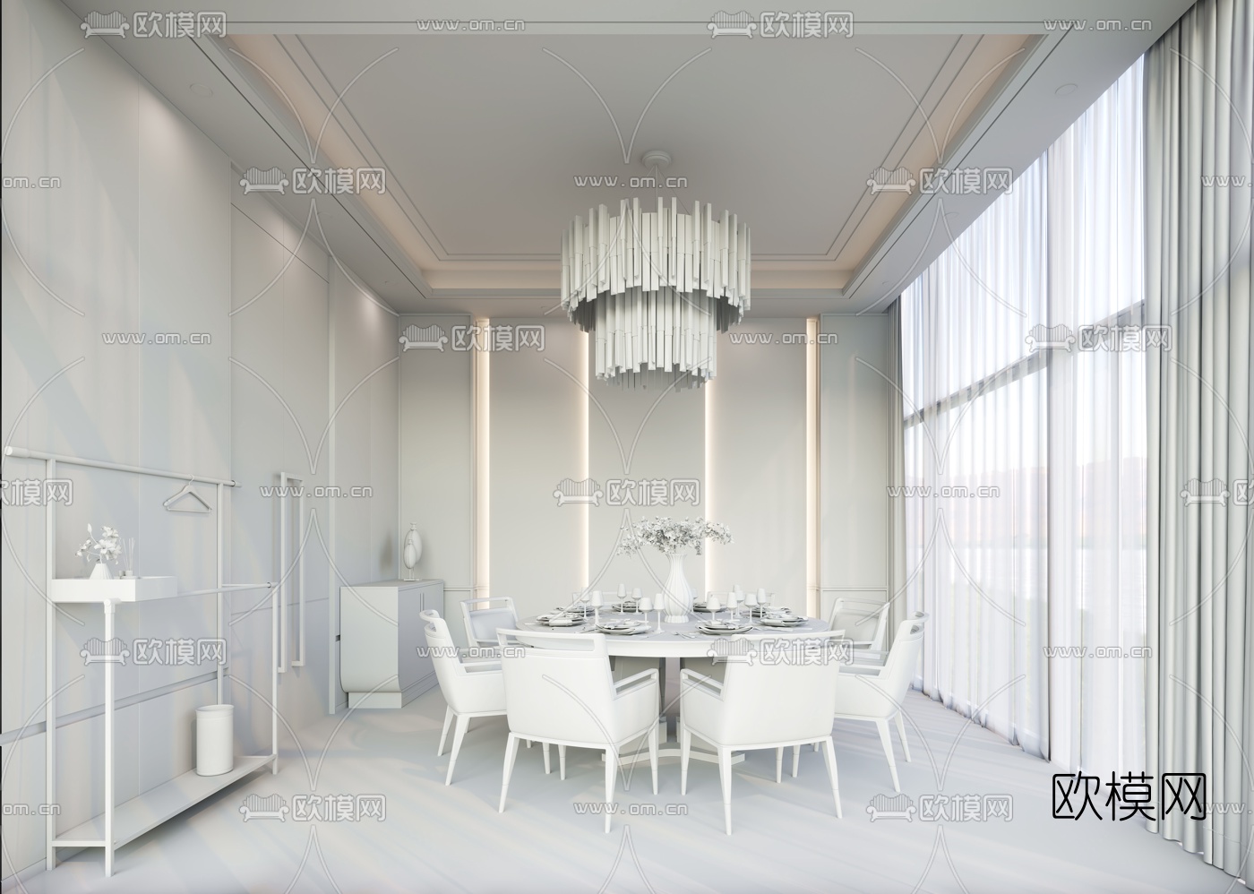 新中式餐厅包房3d模型