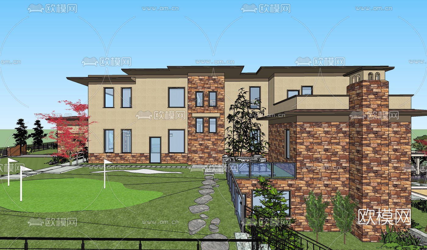 欧式园林景观su模型下载（渲染图1）