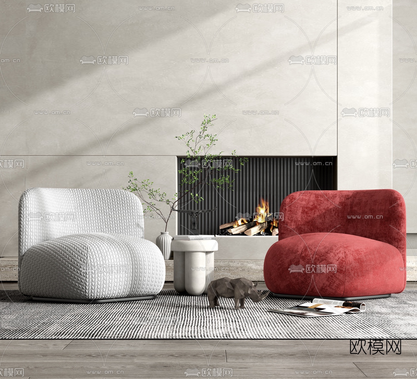 现代绒布懒人沙发3d模型下载