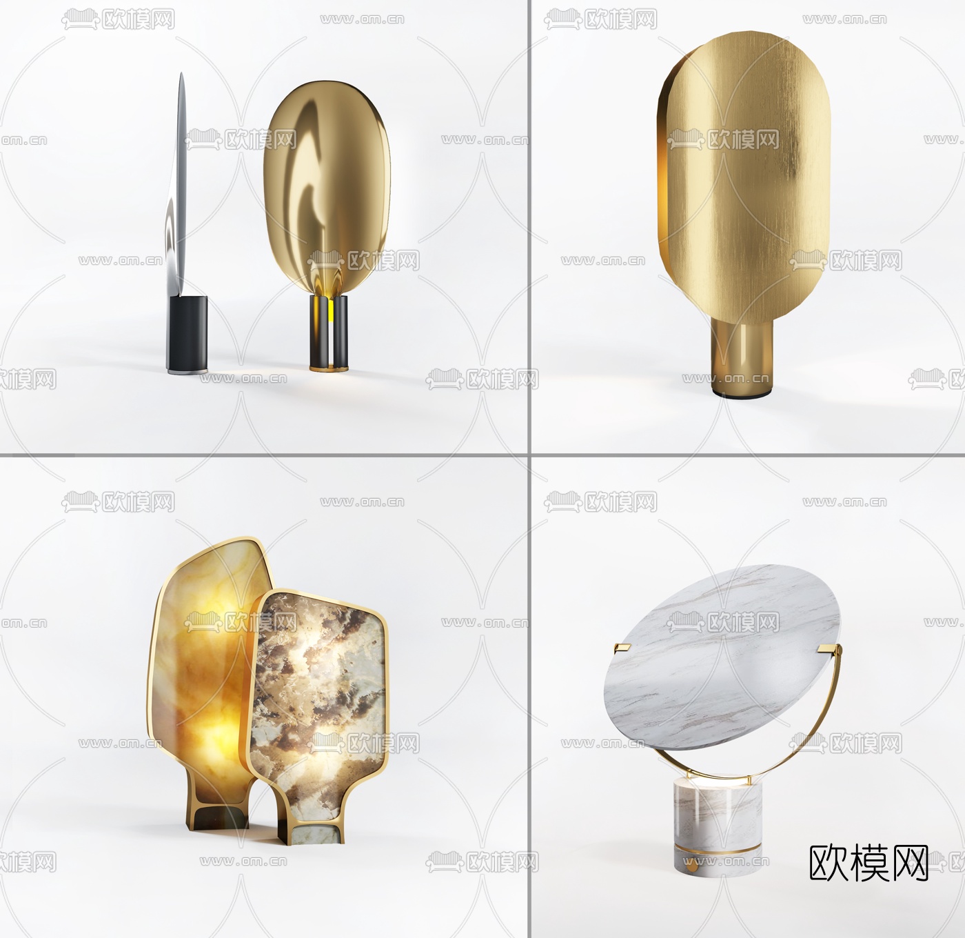 现代金属台灯3D模型-免费3dmax模型库-欧模网