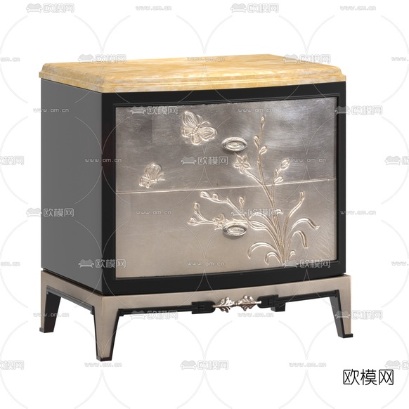 新中式实木床头柜3D模型下载