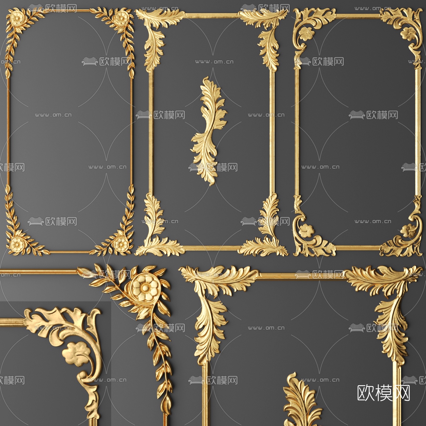 欧式镀金雕花角线3d模型