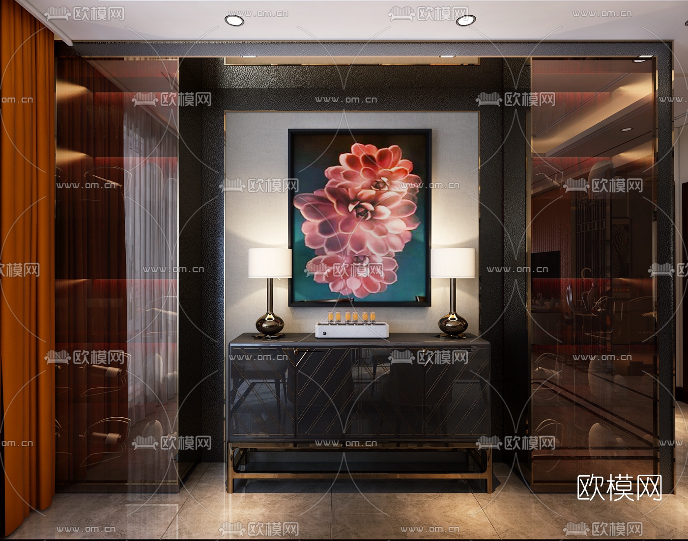 港式客厅餐厅3D模型