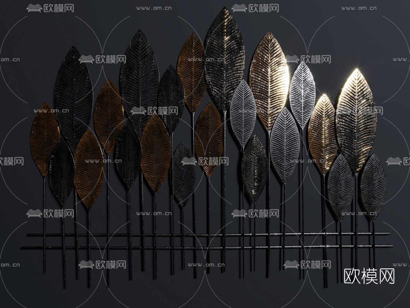 东南亚蕉叶墙饰装饰品3d模型下载（渲染图1）