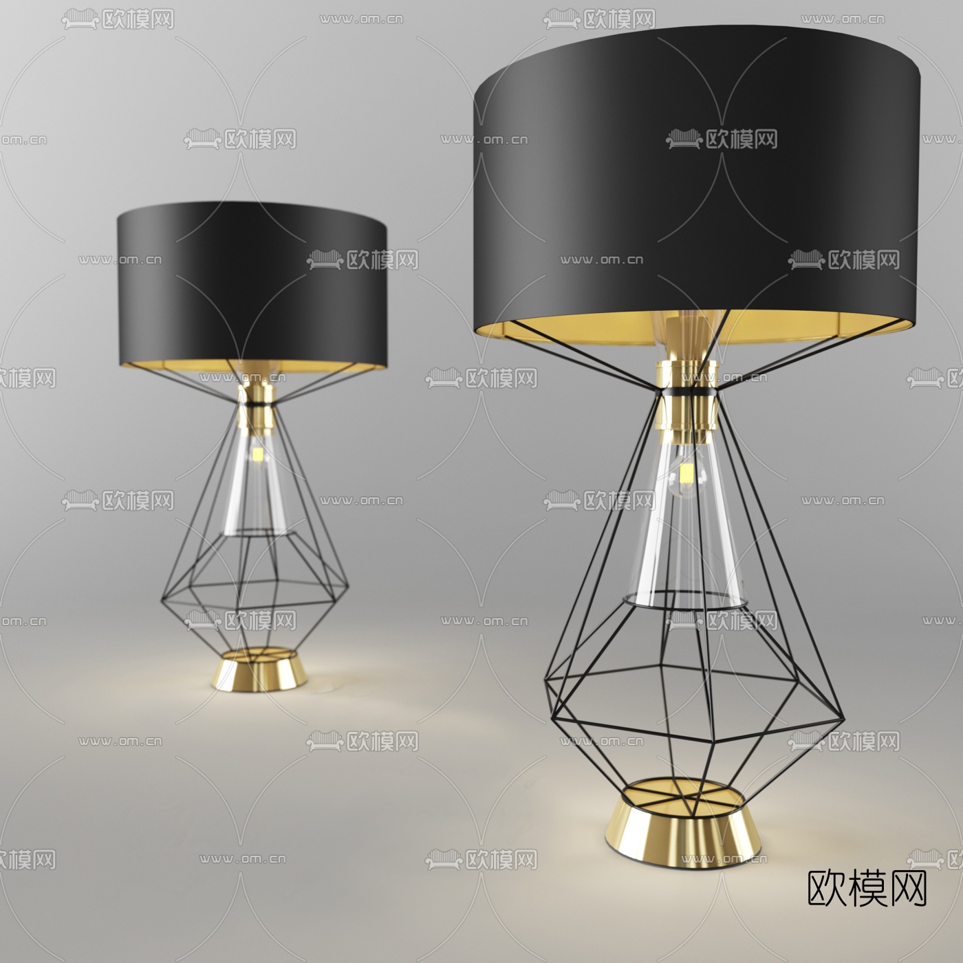 现代圆形铁艺台灯3d模型-免费3dmax模型库-欧模网