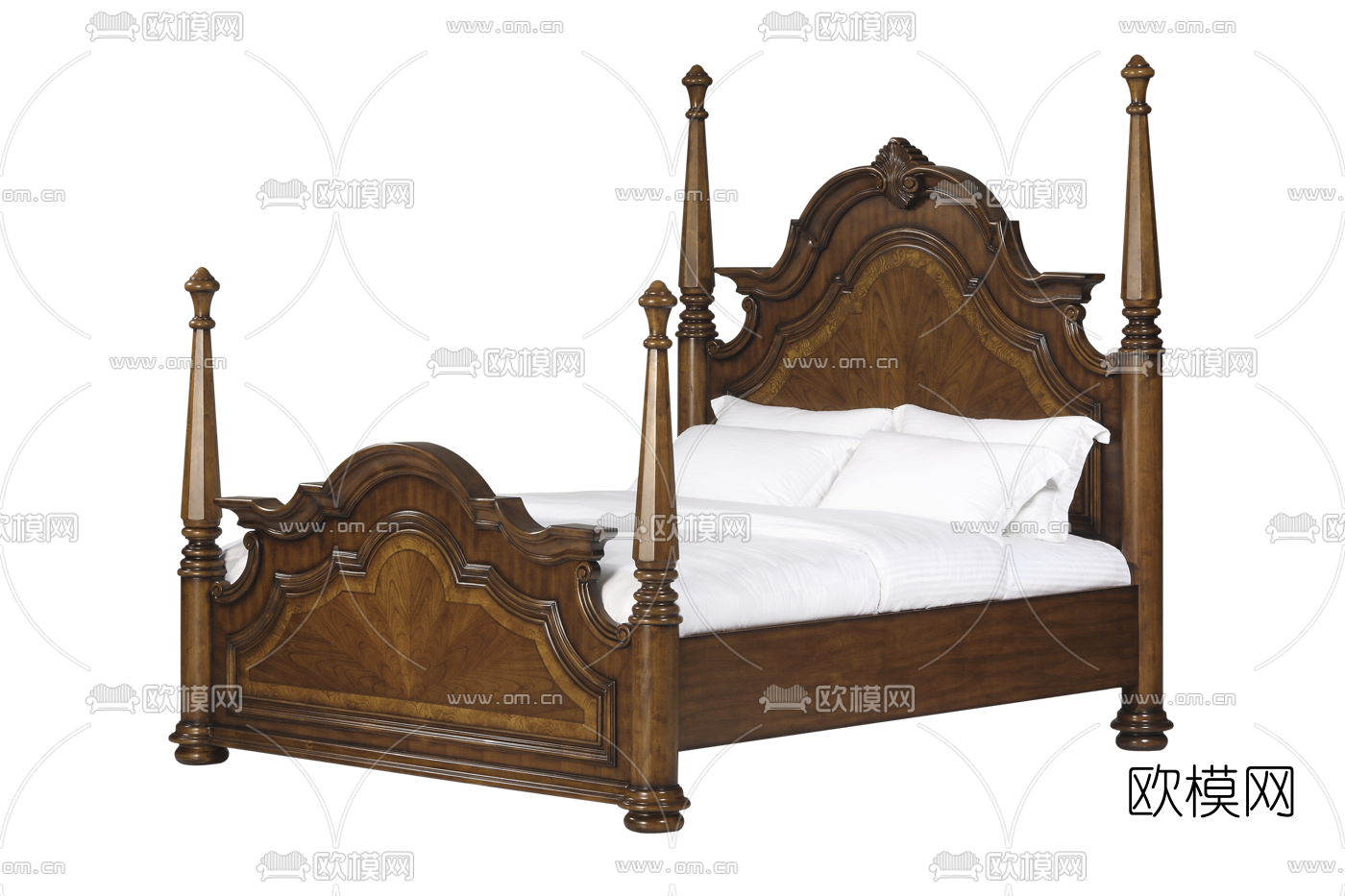 美式双人床3d模型下载
