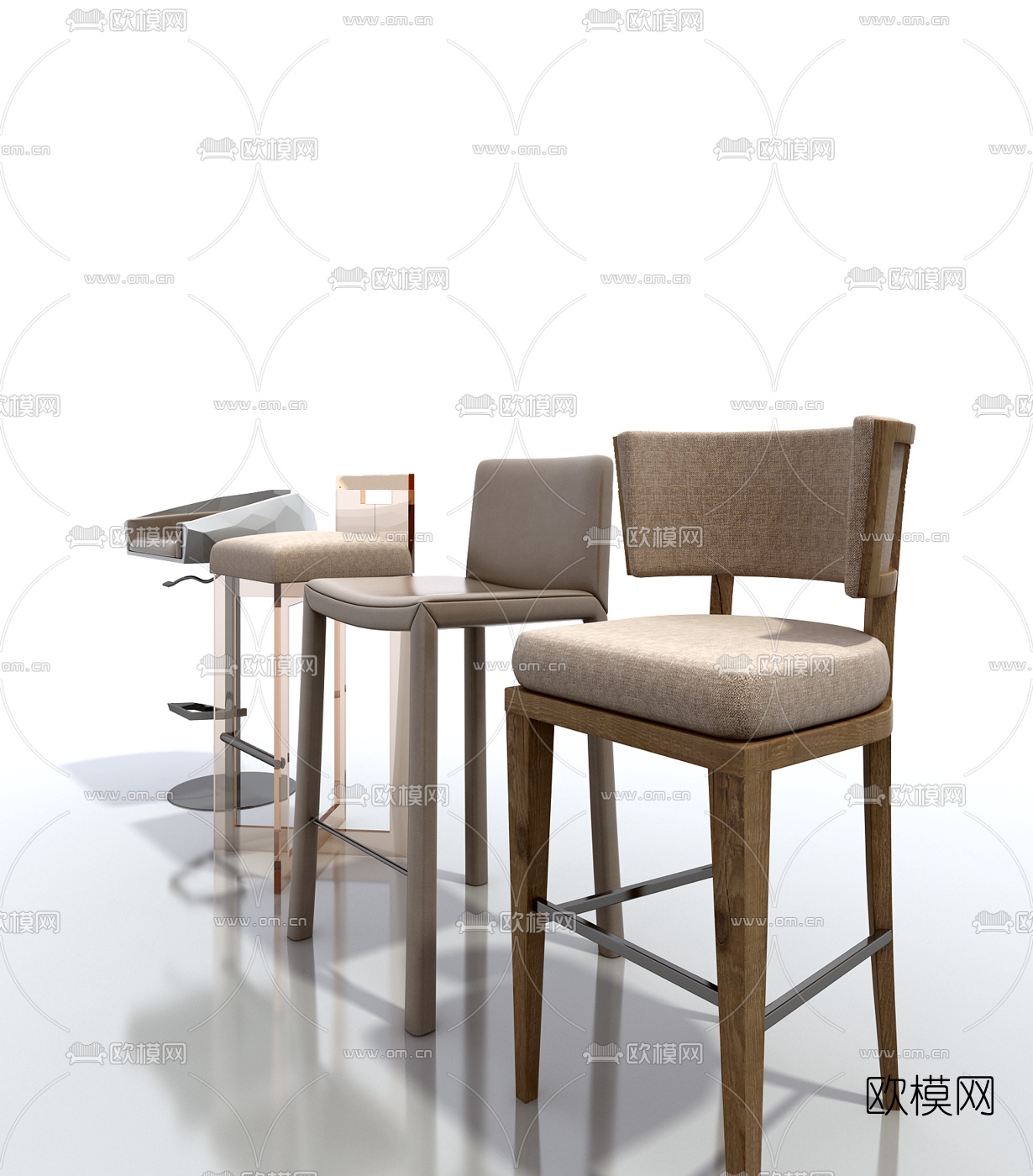 北欧吧台椅3D模型