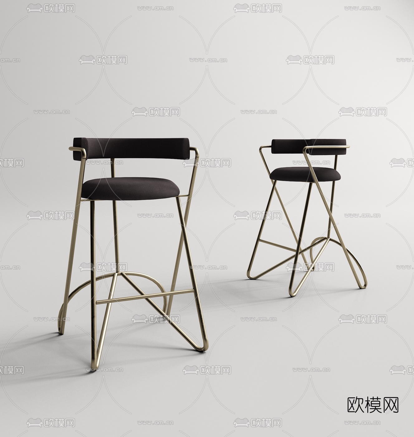现代金属吧椅3d模型