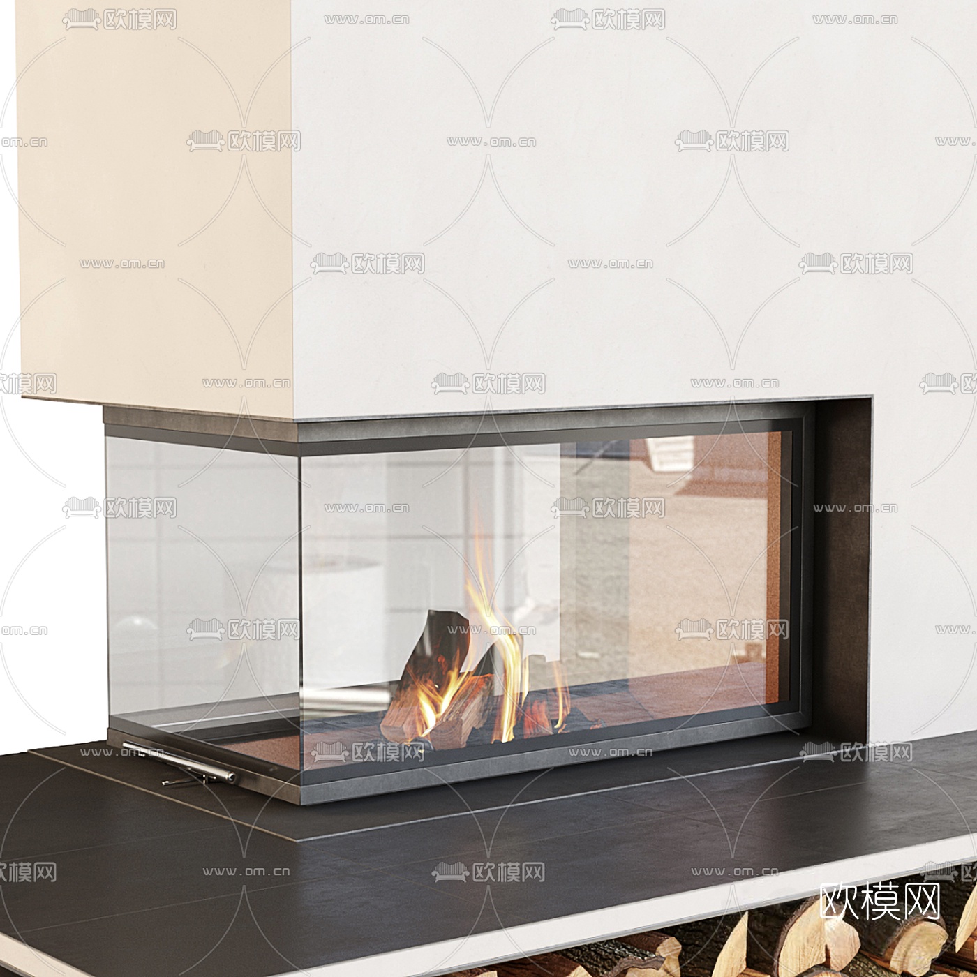 现代壁炉3d模型下载（渲染图4）