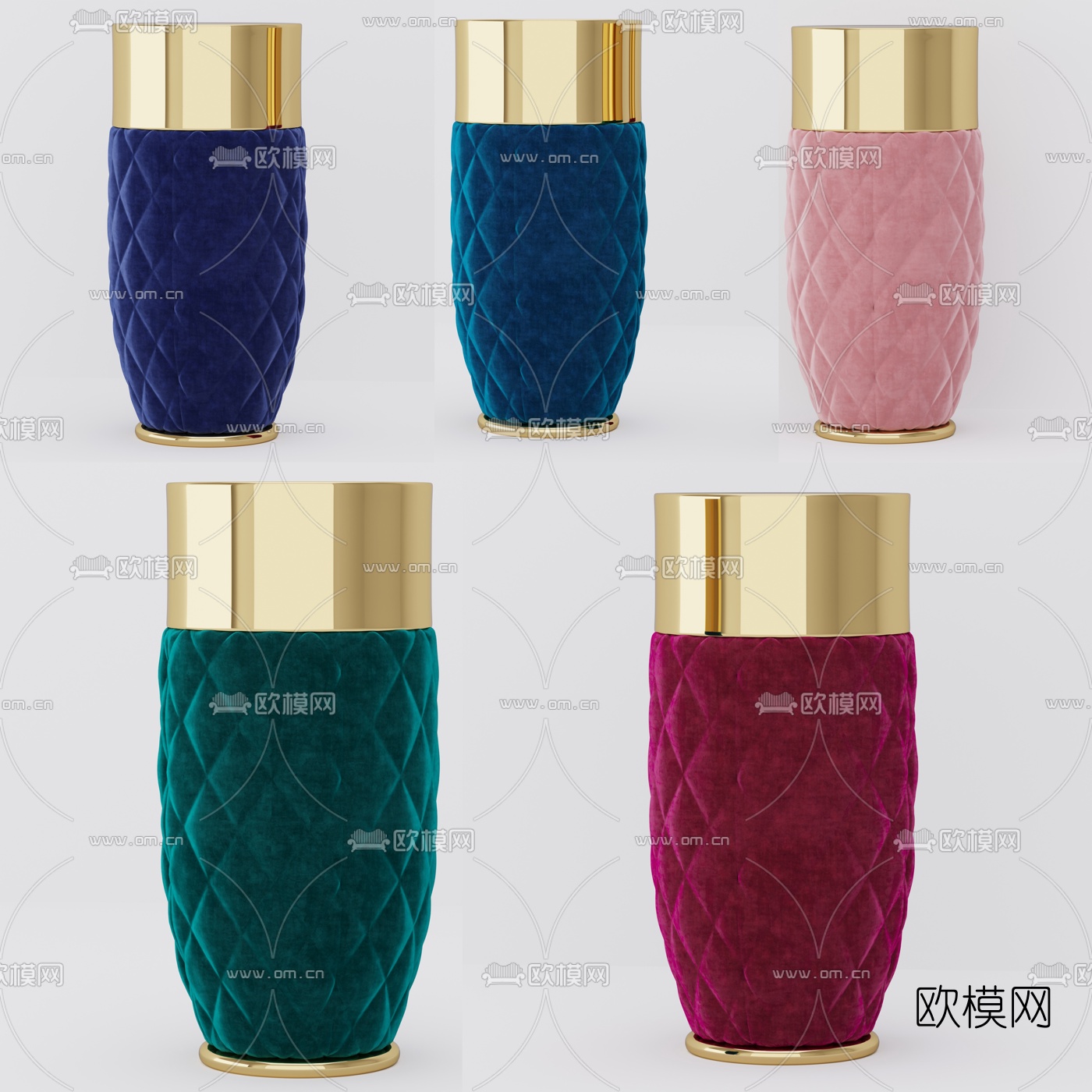 后现代金属绒布圆凳3d模型下载