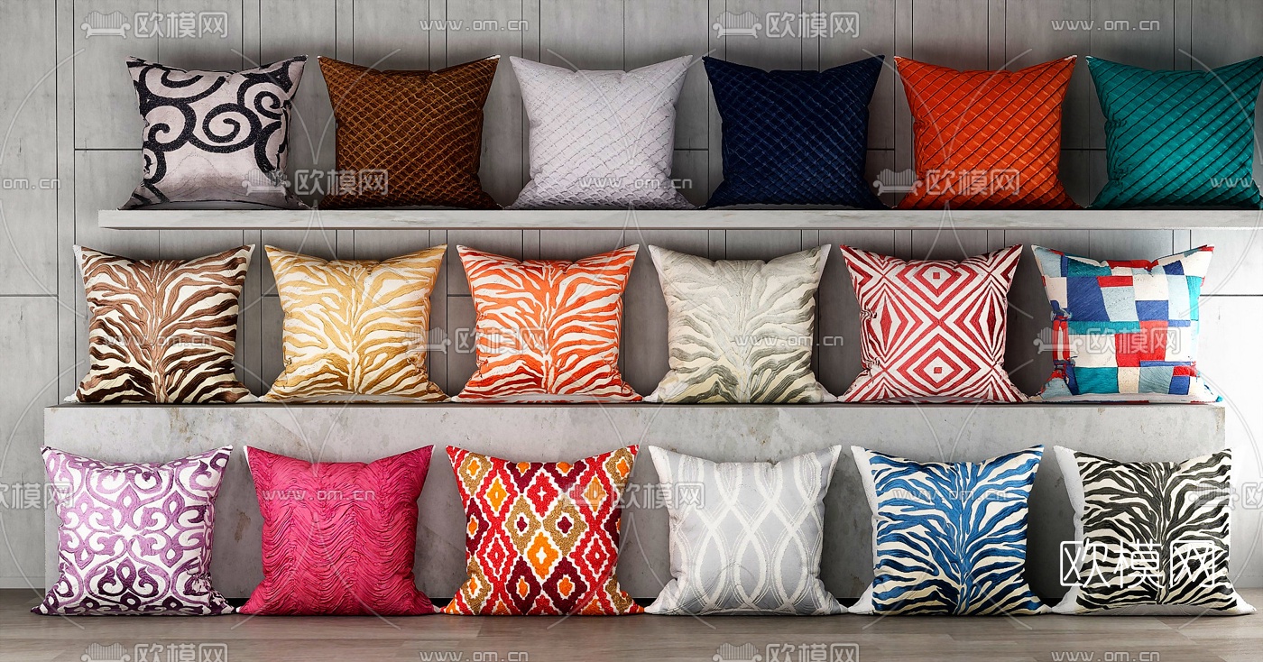 现代布艺抱枕组合3D模型下载