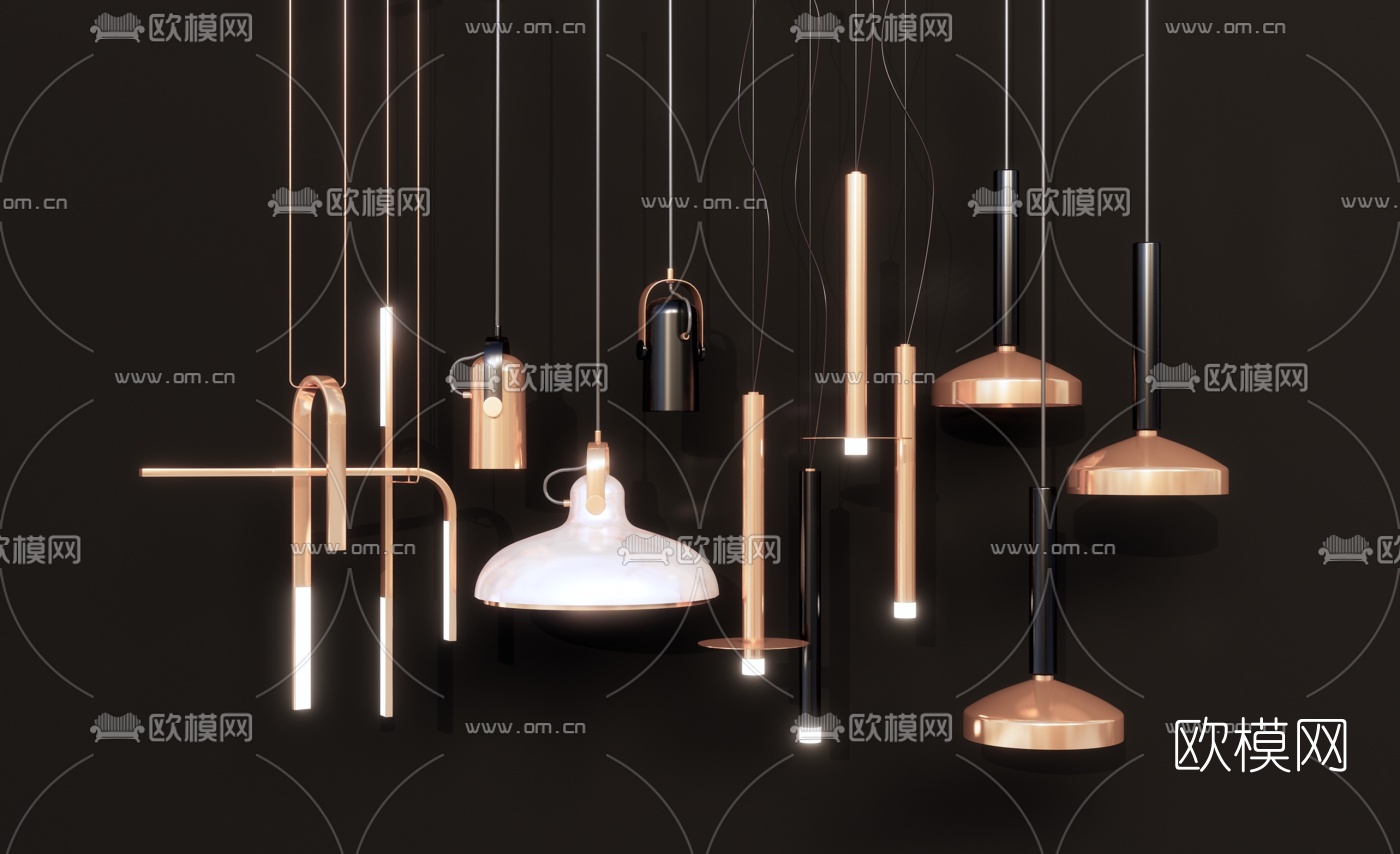 现代轻奢吊灯su模型下载（渲染图1）