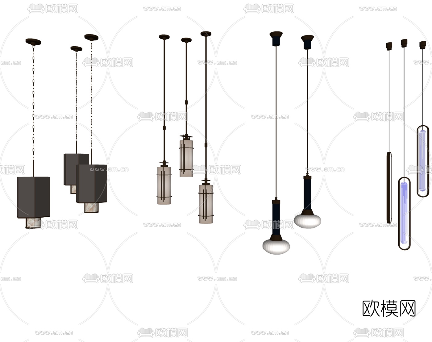 工业风吊灯su模型下载