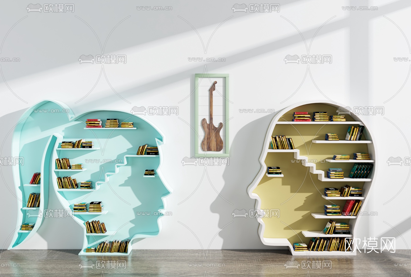 现代儿童书柜3d模型下载