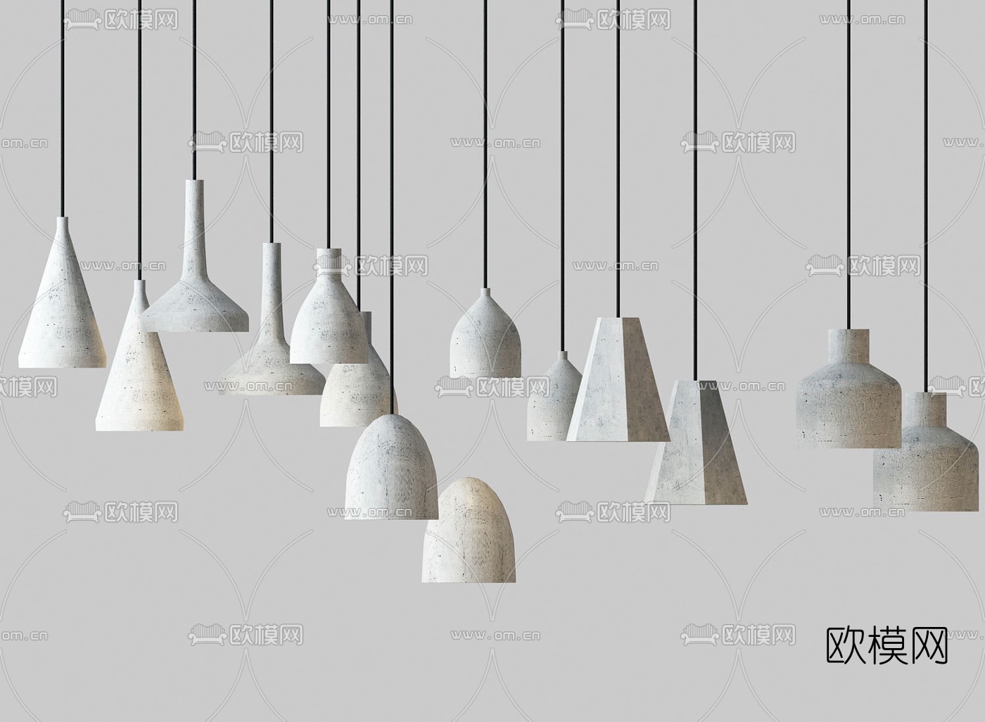 工业风水泥吊灯3d模型下载