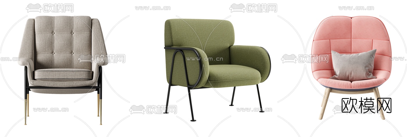 现布艺休闲沙发su模型下载（渲染图2）