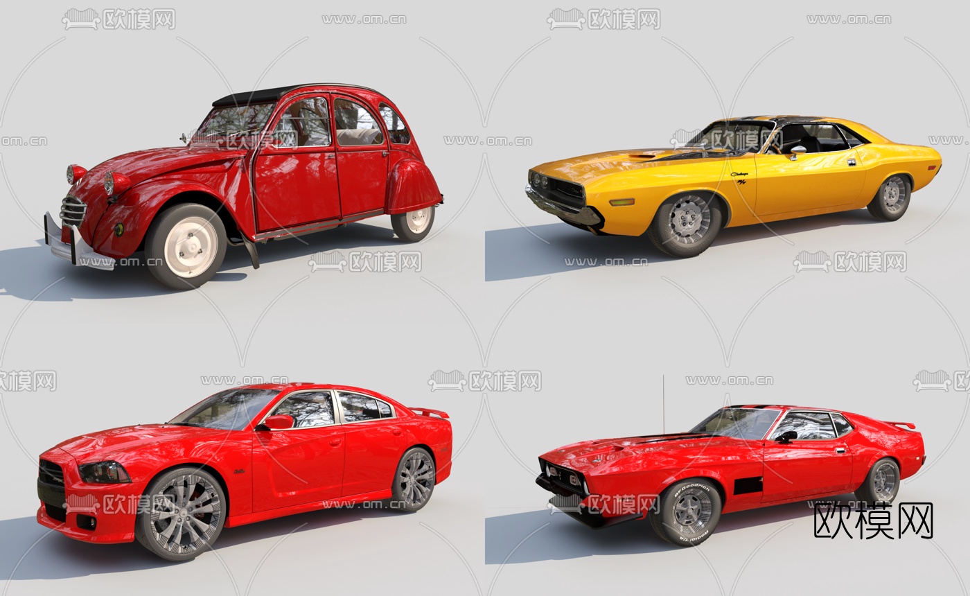 欧式复古老爷车3d模型下载