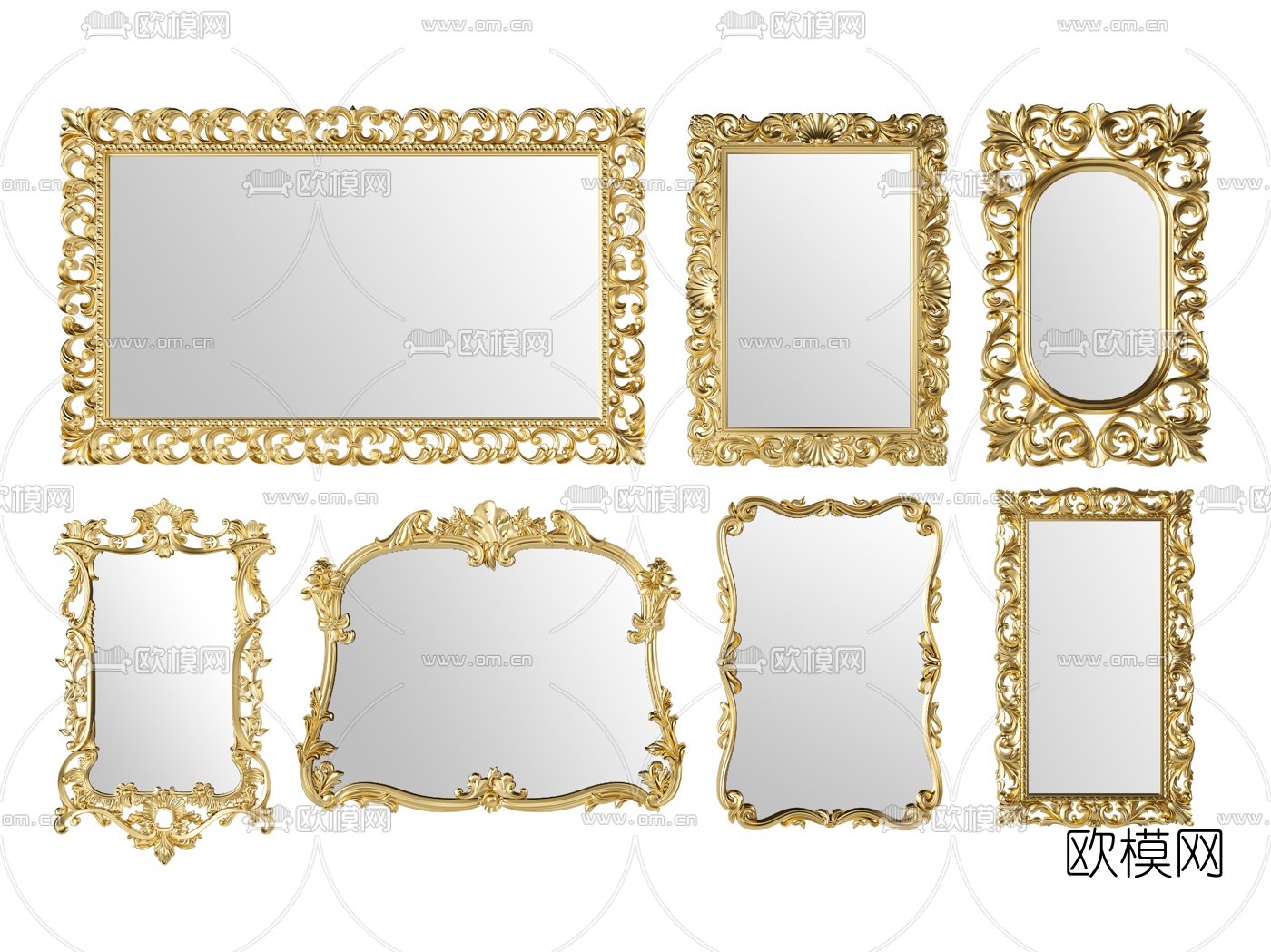 欧式金属装饰镜组合3d模型下载