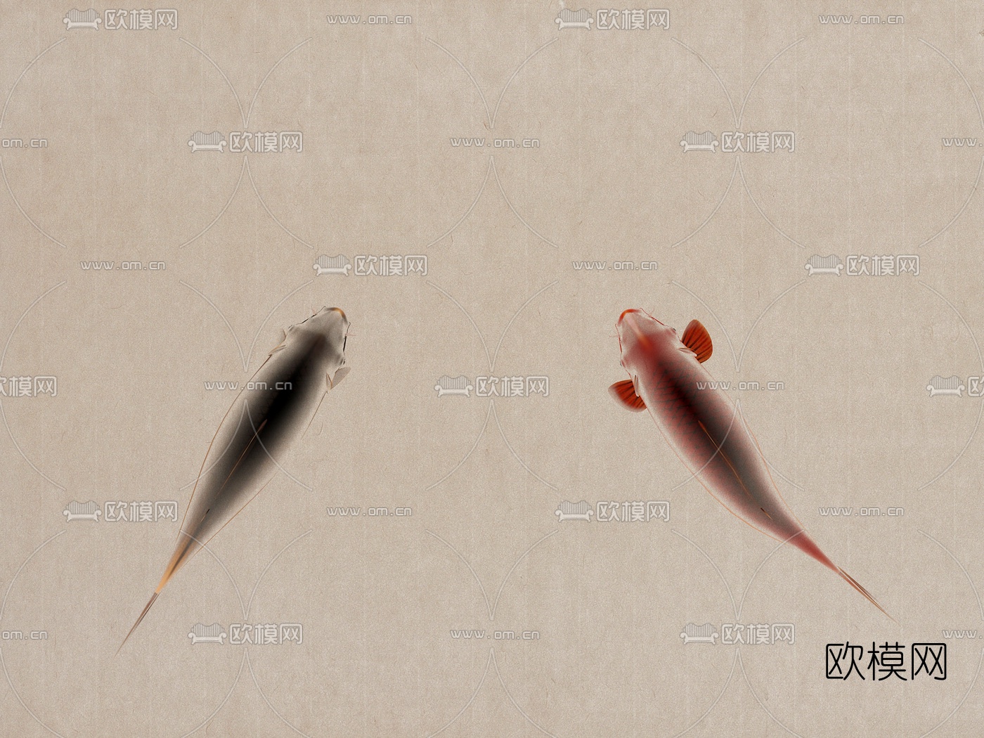 中式写实金鱼3d模型下载（渲染图1）