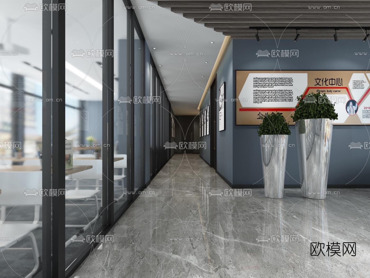 现代高级灰培训学校3d模型下载（渲染图3）