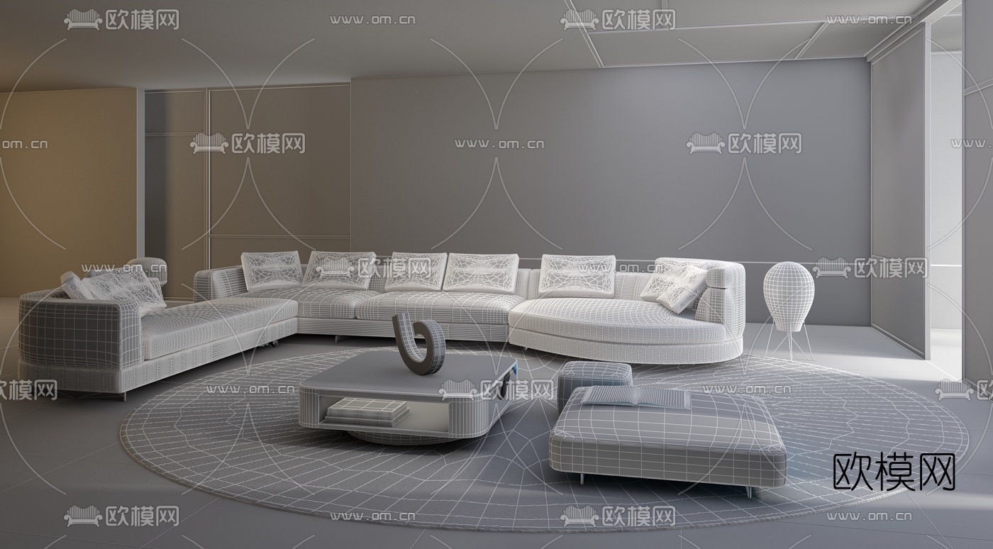 意大利MINOTTI品牌现代沙发组合3D模型