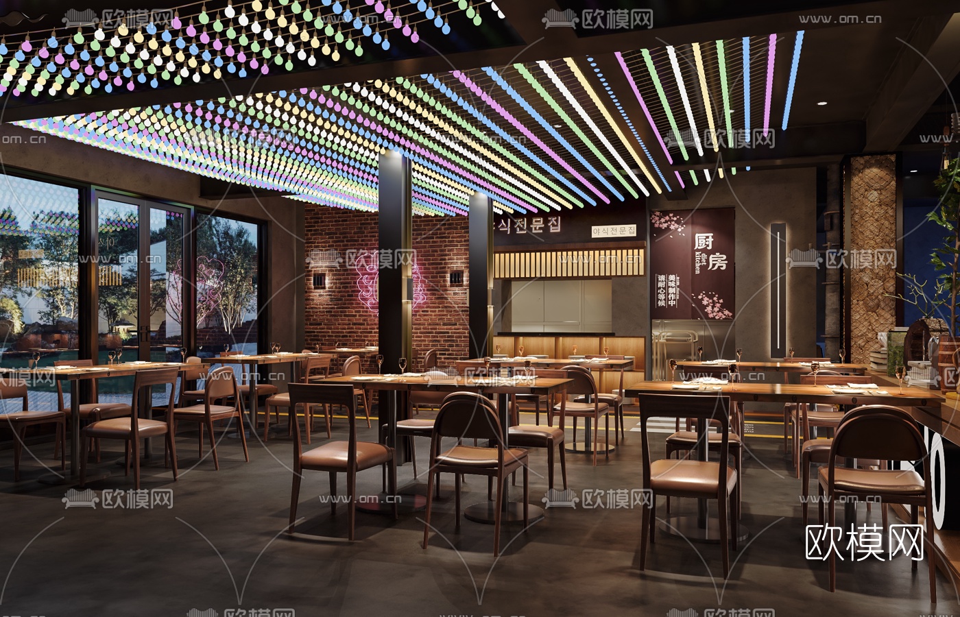 工业风烧烤店3d模型