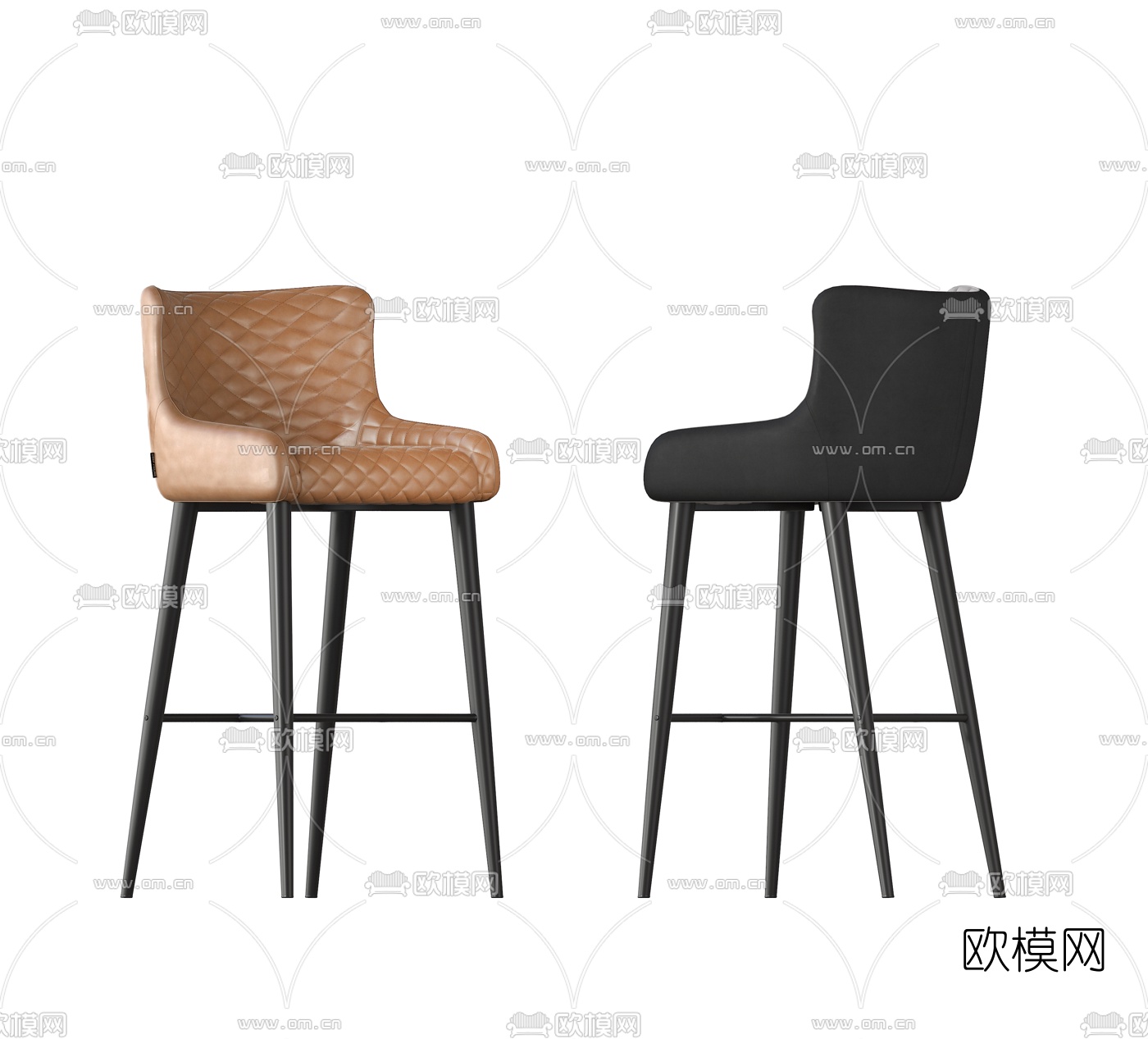 现代皮革吧椅3d模型下载