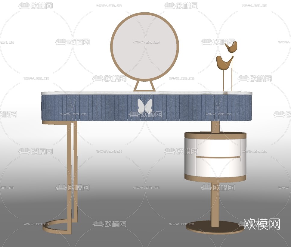 现代轻奢梳妆台su模型下载（渲染图2）