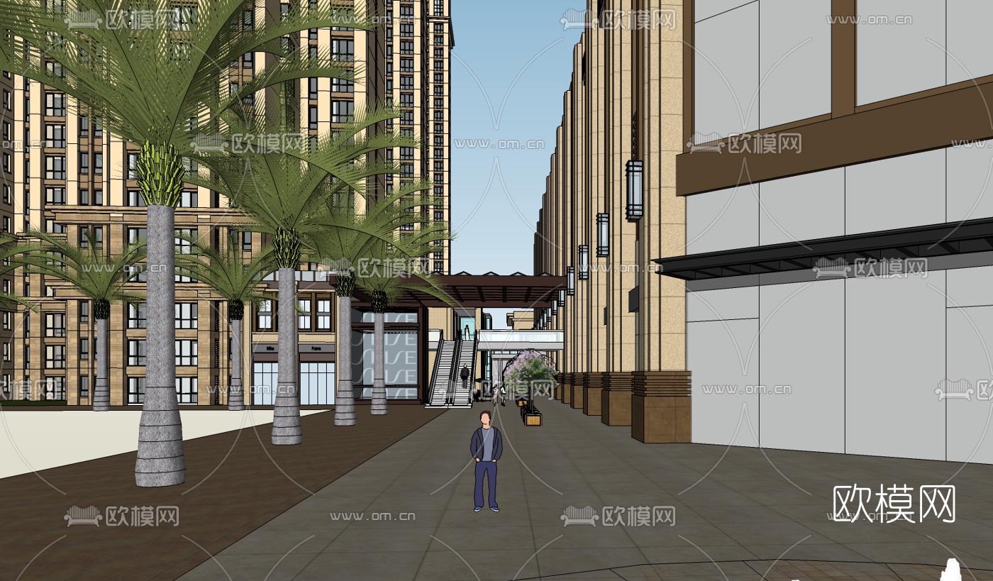 新古典商住综合楼su模型下载（渲染图2）