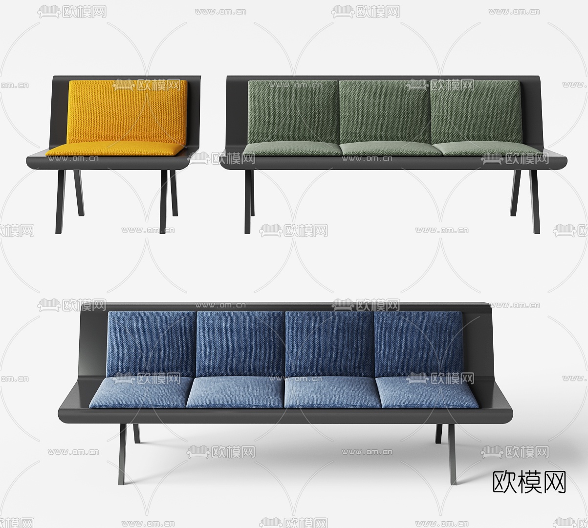 现代室外公用椅3d模型下载