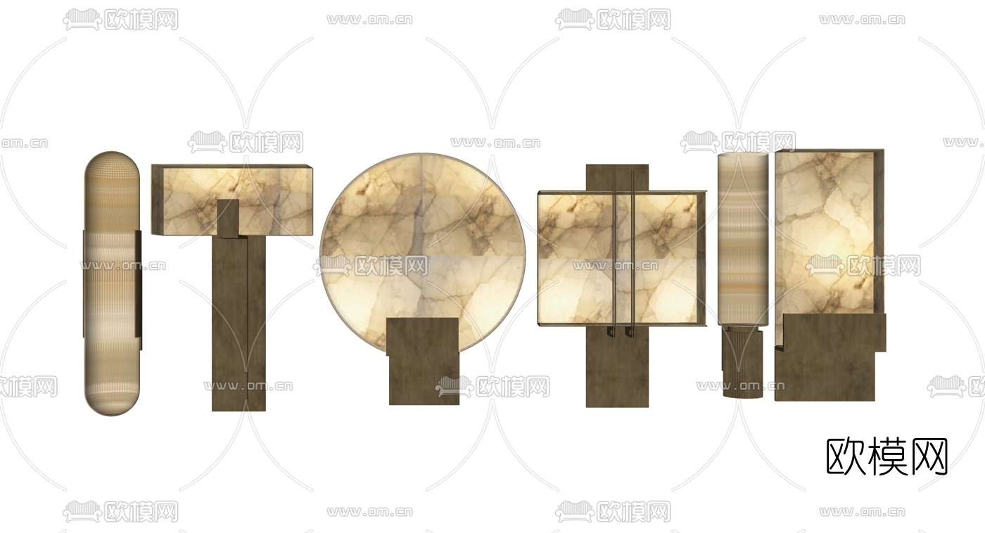 新中式壁灯组合su模型下载