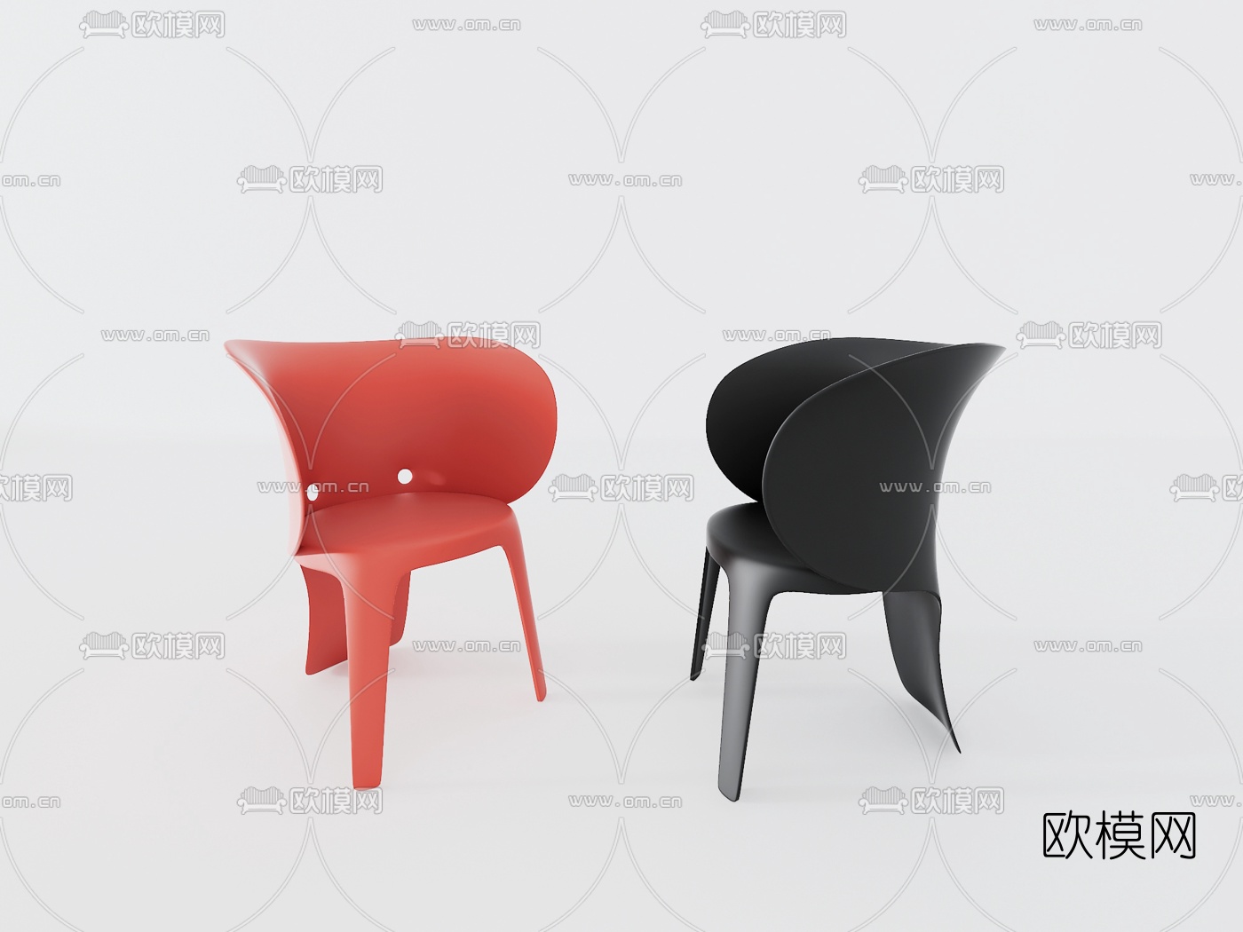 现代彩色大象创意凳子组合3d模型下载（渲染图2）