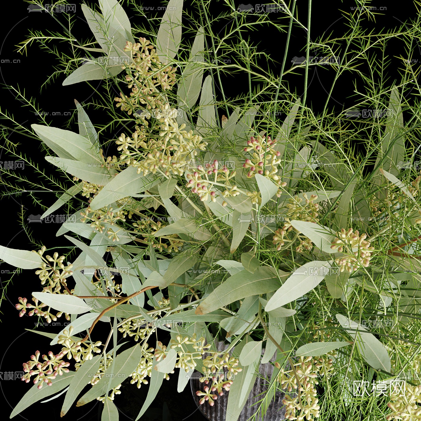 现代花卉花瓶3d模型