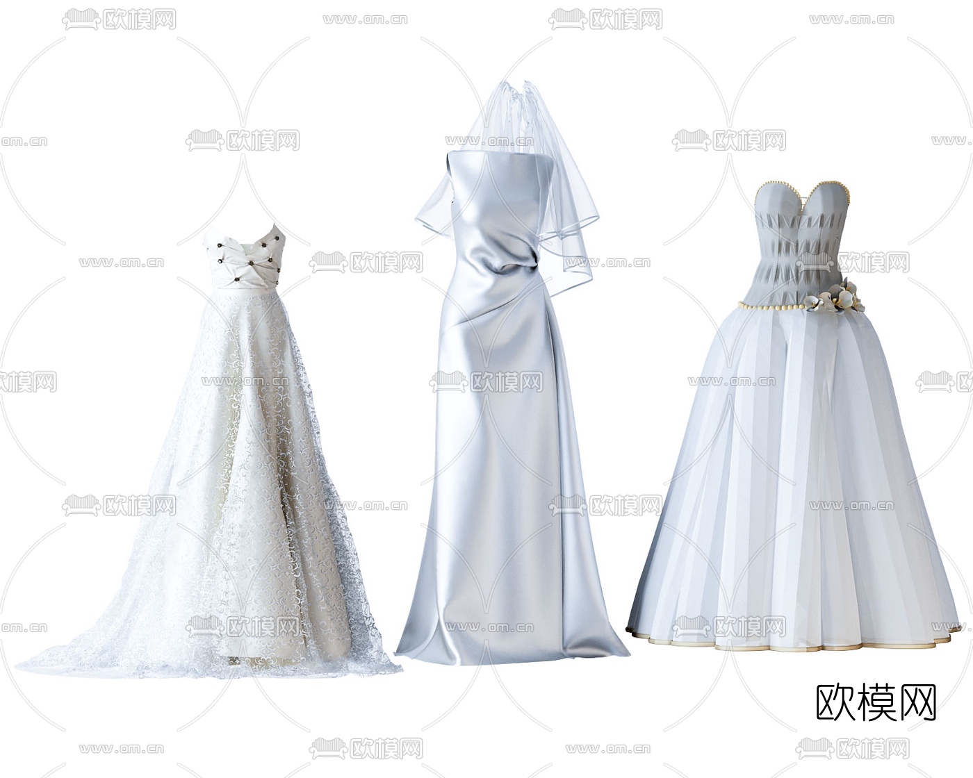 现代婚纱服饰3d模型
