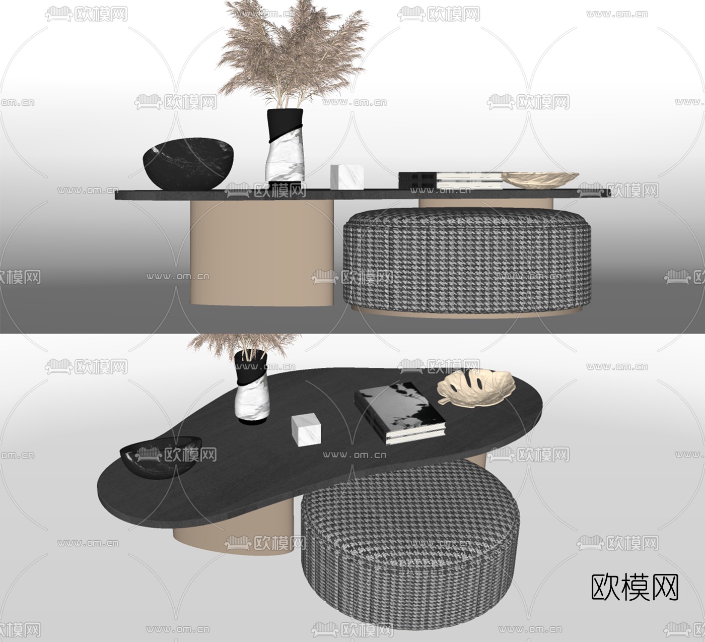 现代轻奢茶几su模型下载（渲染图2）