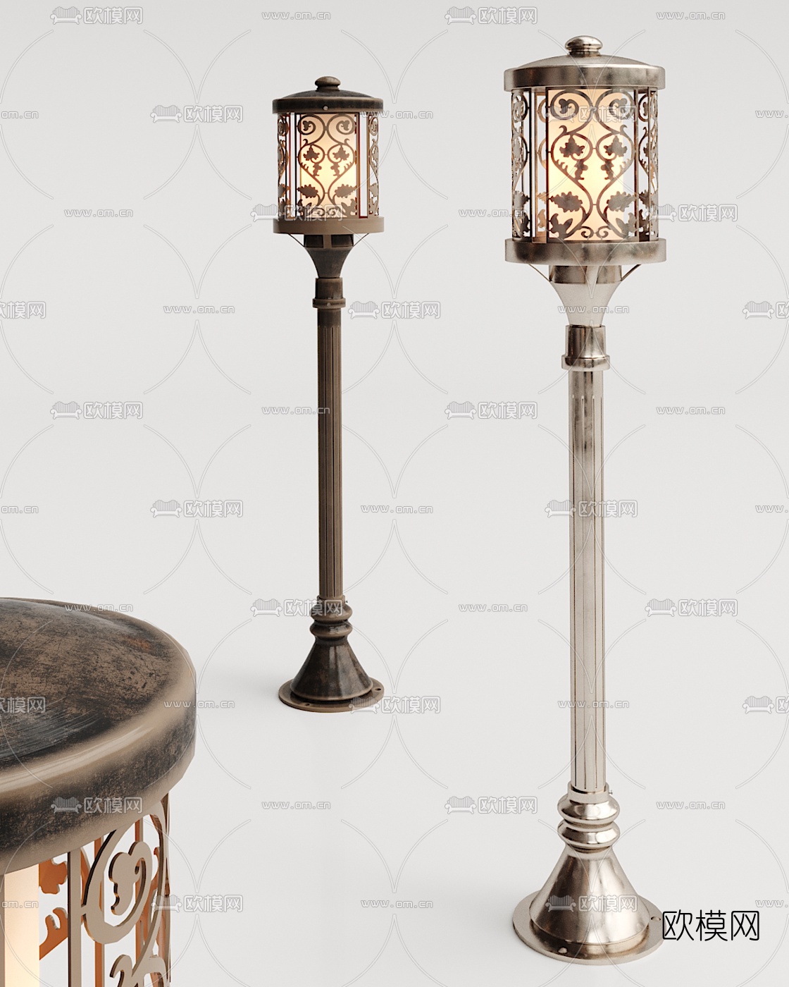 欧式金属路灯3d模型下载