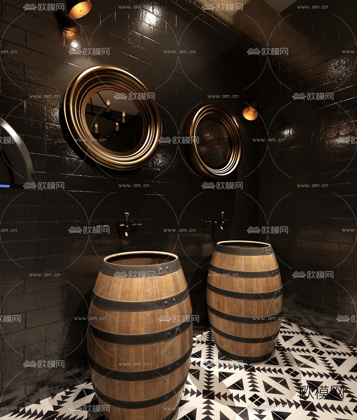 工业风酒店卫生间3d模型下载（渲染图2）