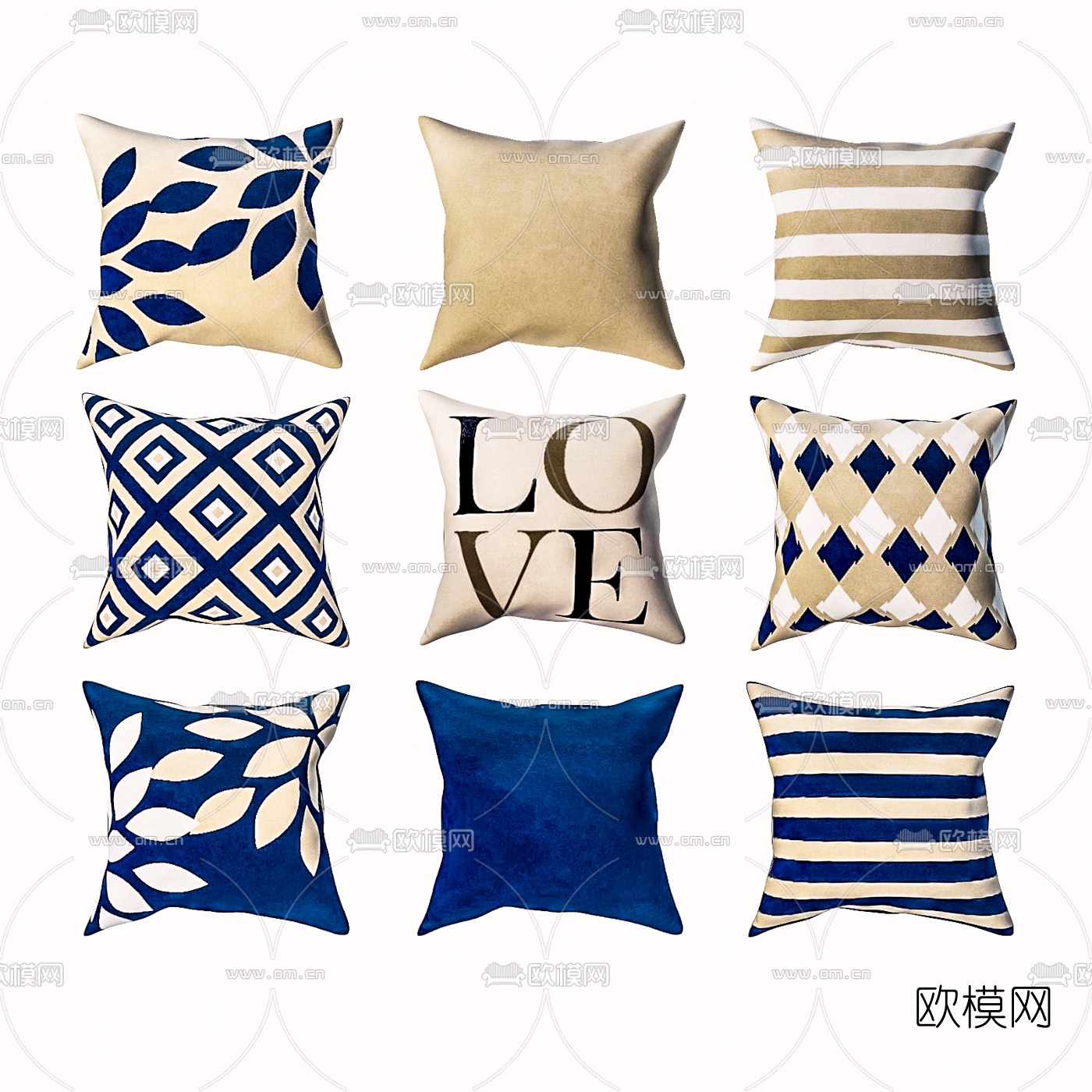 现代抱枕3d模型下载