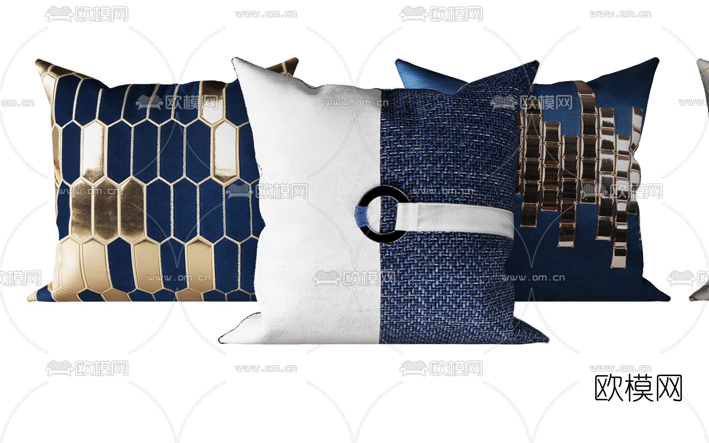 现代布艺抱枕组合3d模型下载（渲染图3）