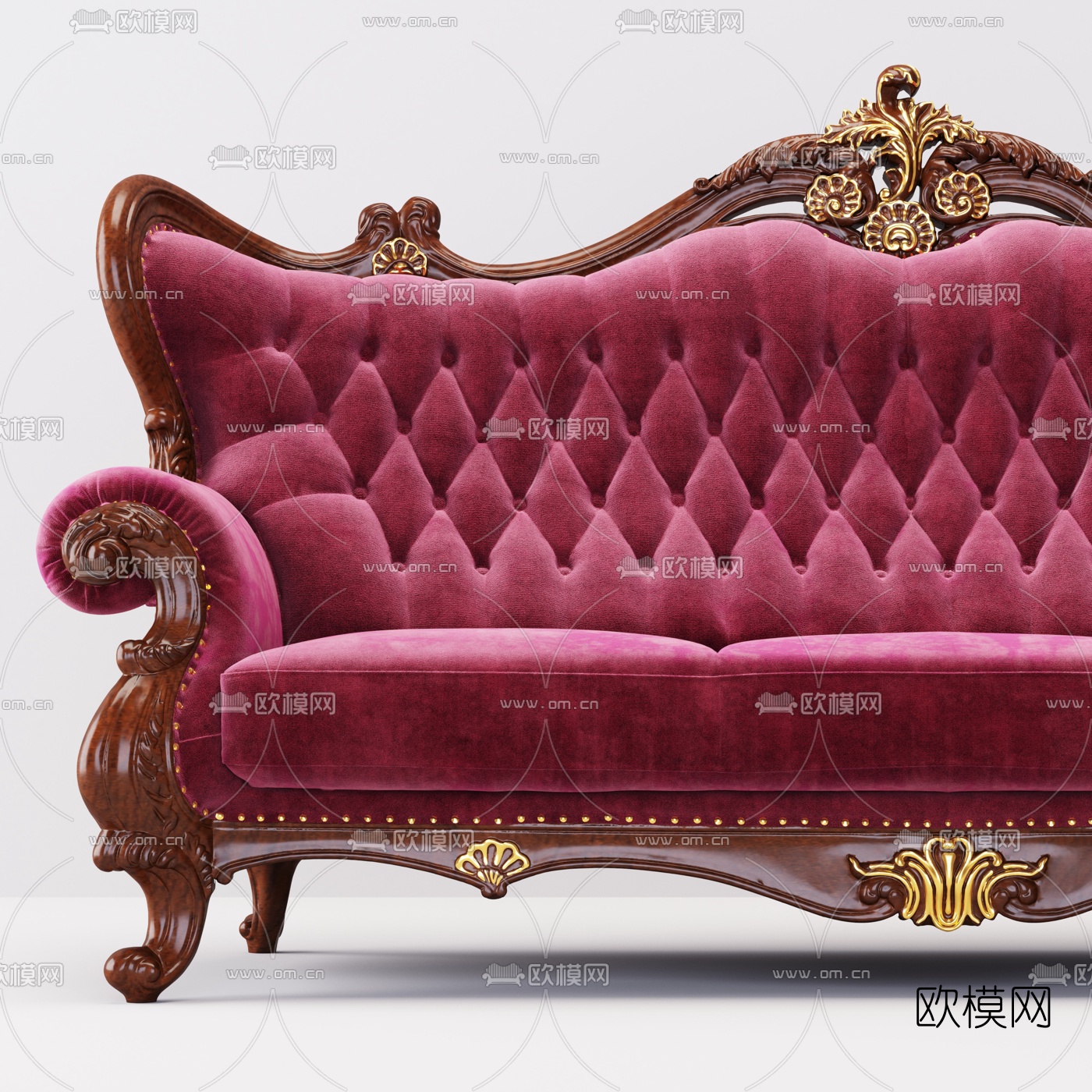 欧式布艺多人沙发3d模型下载（渲染图2）