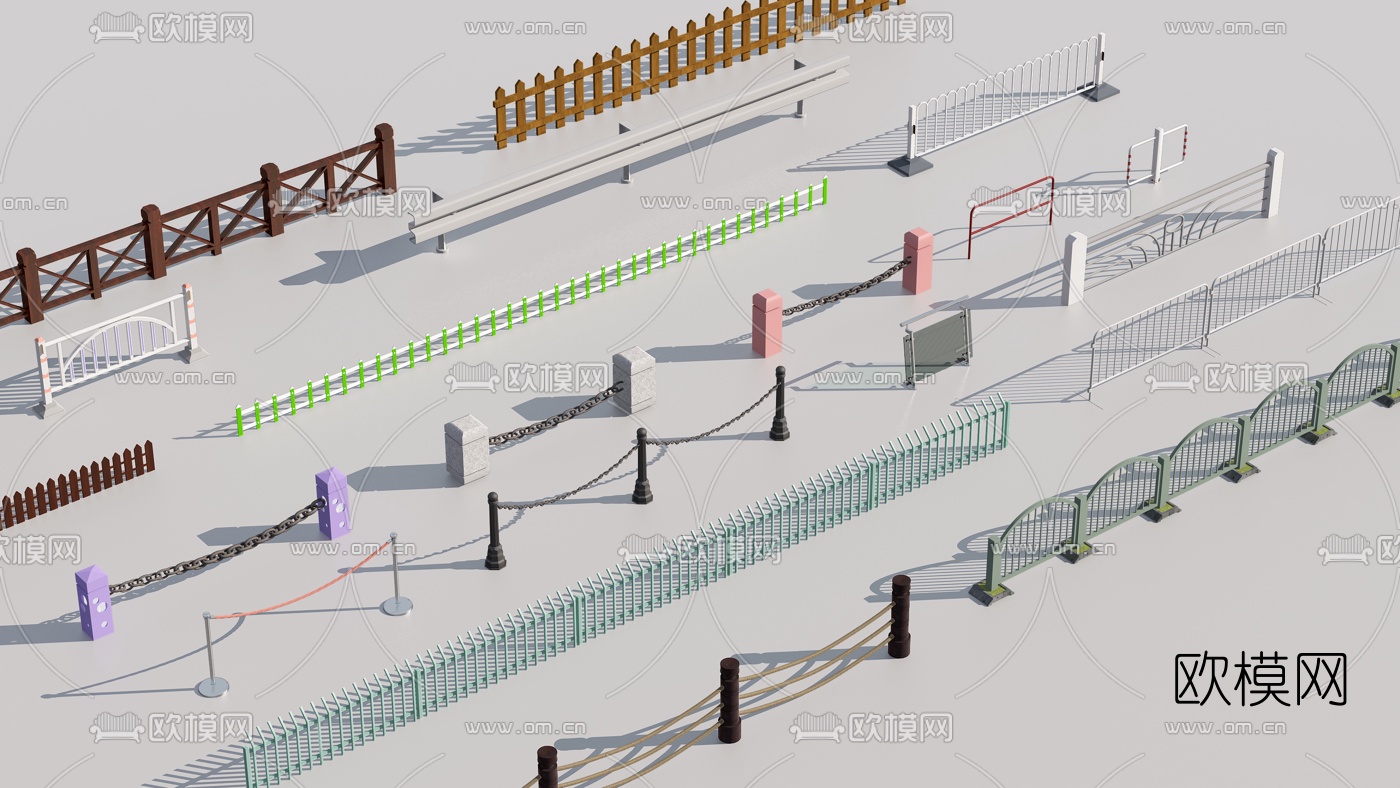 现代隔离护栏3d模型