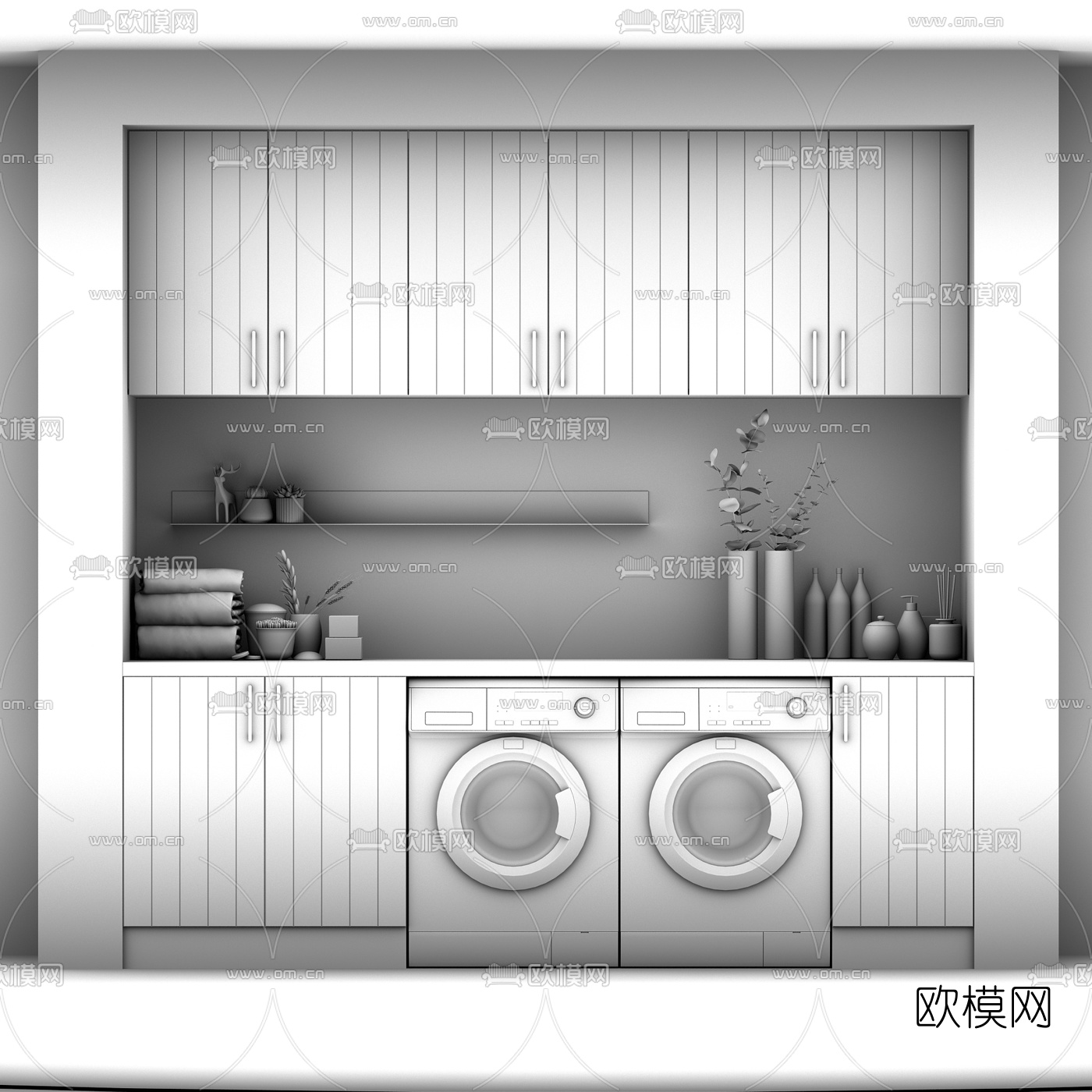 北欧洗衣机柜3d模型
