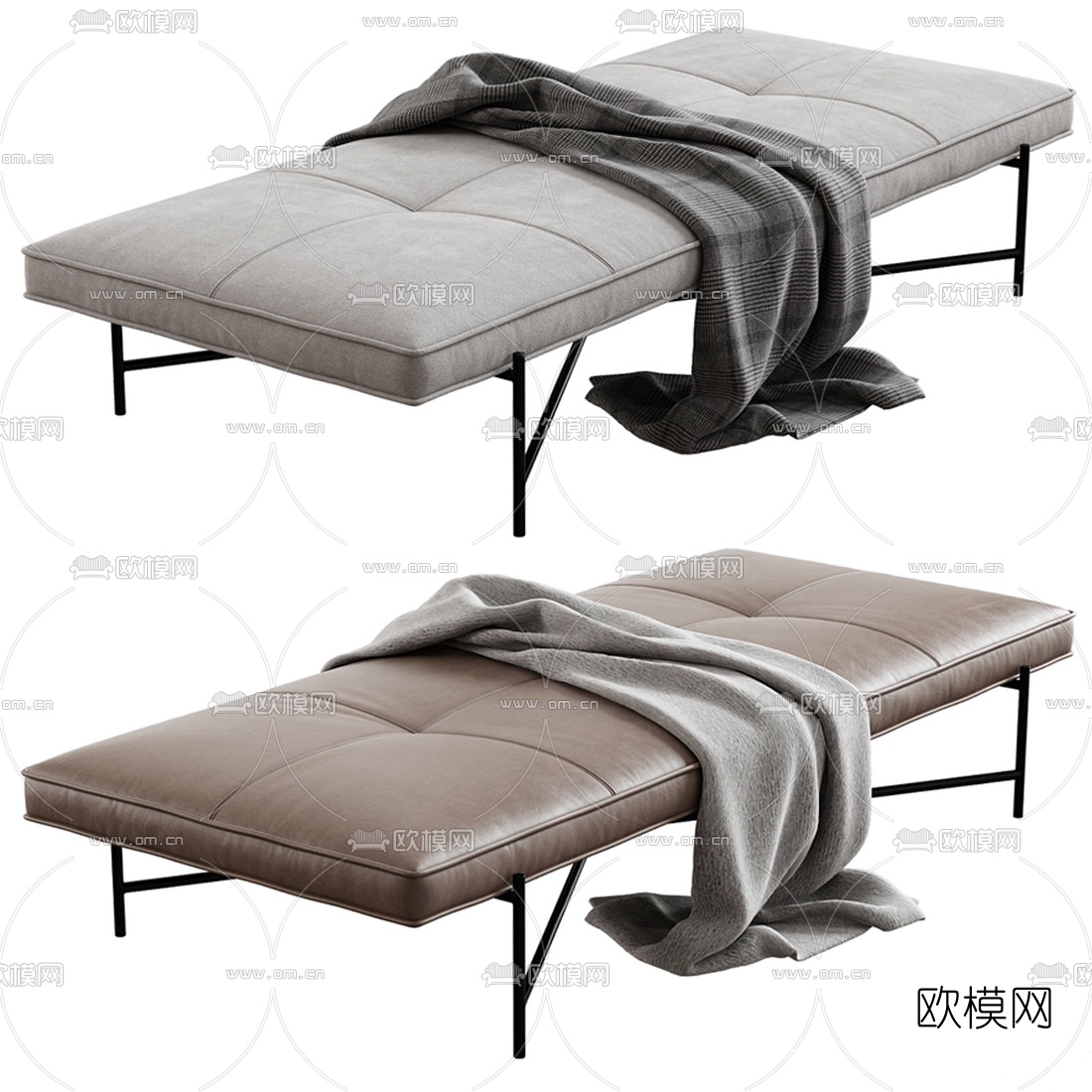 现代布艺脚踏3d模型