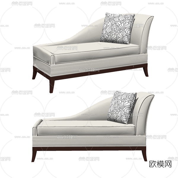 简欧皮革贵妃椅免费su模型下载