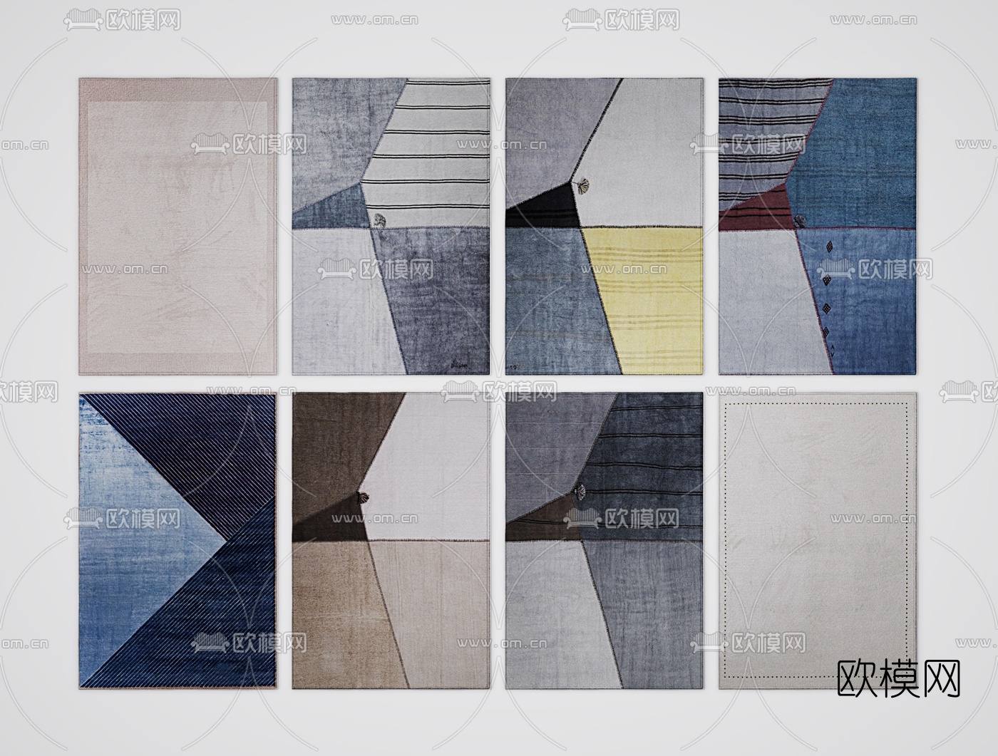 北欧长形地毯3d模型下载