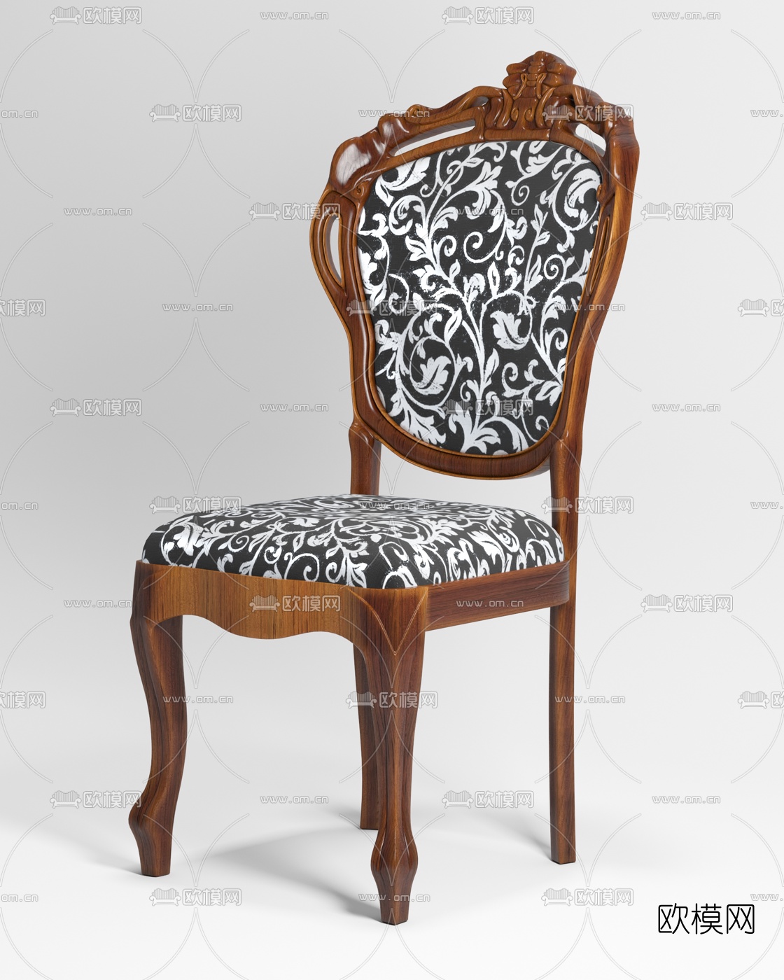欧式实木单椅3d模型下载