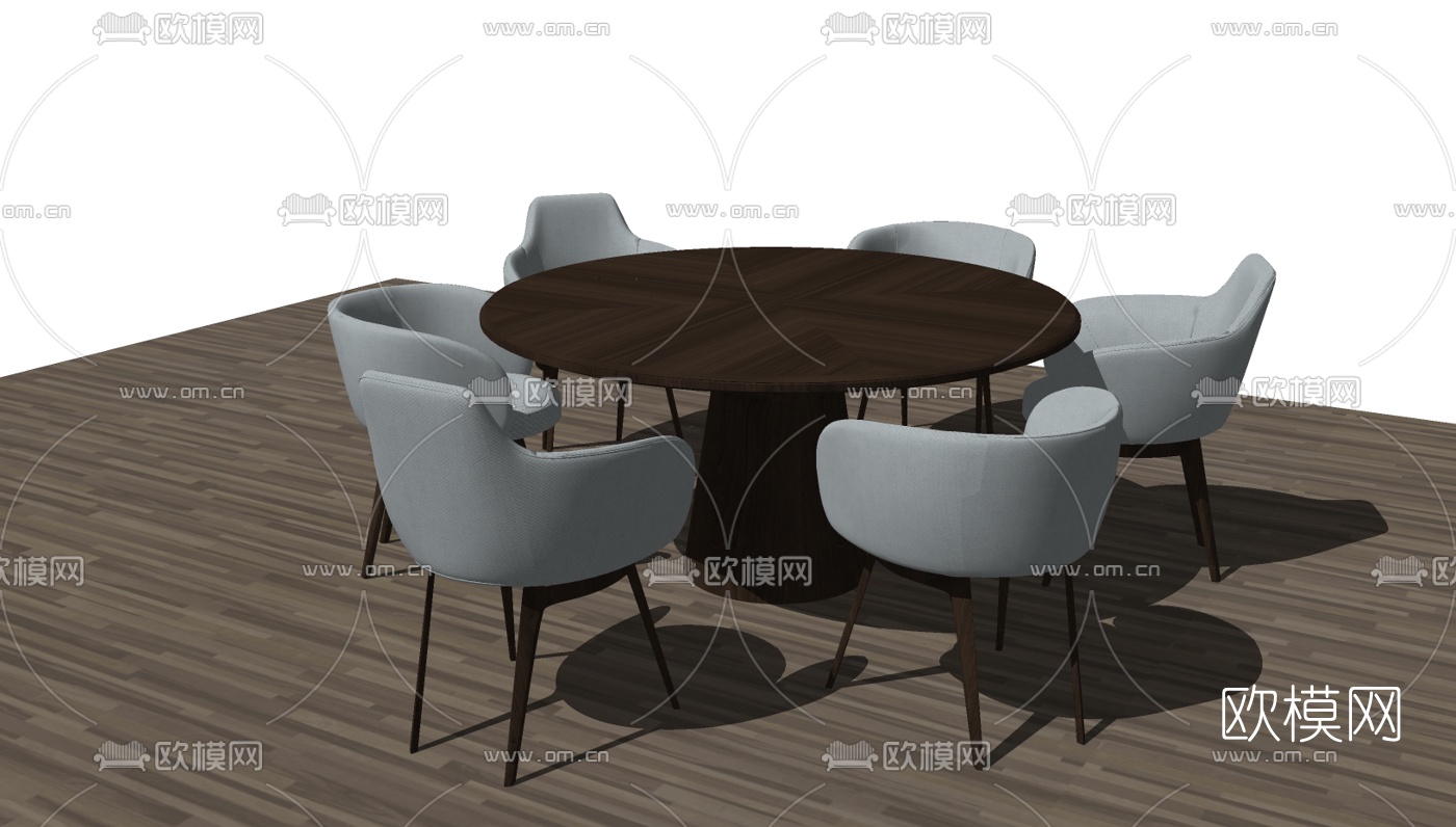 北欧餐桌椅免费su模型下载（渲染图1）